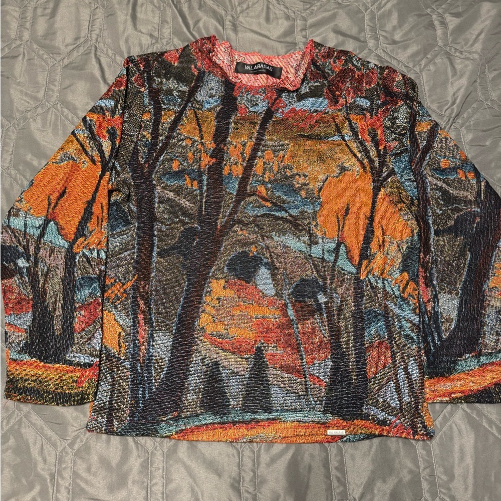 Missoni Multicolor Scenic Crewneck Sweater in Orange and Blue